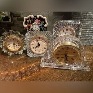 5 Crystal Small Clock Lot (5 Total)